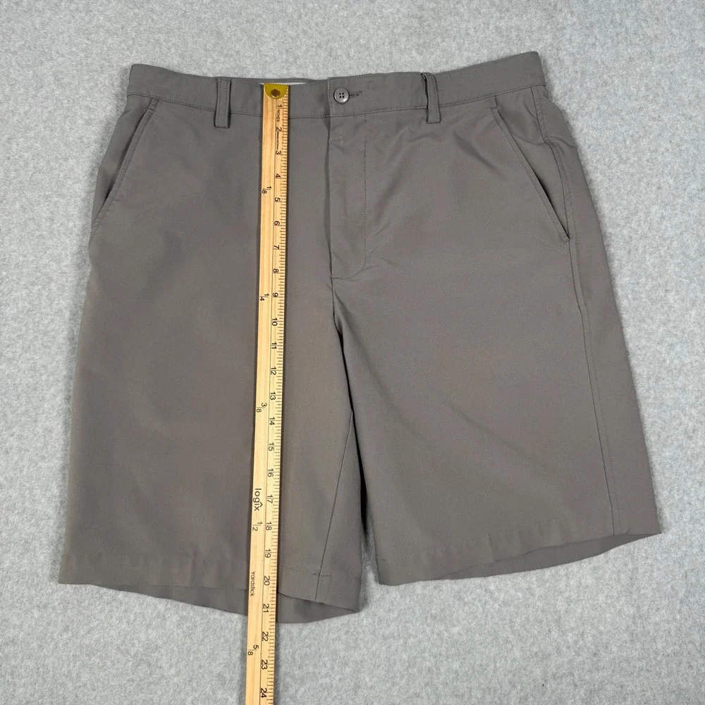 FootJoy Mens Performance Golf Shorts Gray 34 Flat Front Stretch FJ Logo Preppy